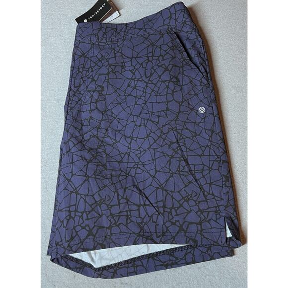 Traj3ctory Athletic Shorts Men XXL Blue Black Web Print Zip Pocket P7-24 Wicking - Picture 12 of 12